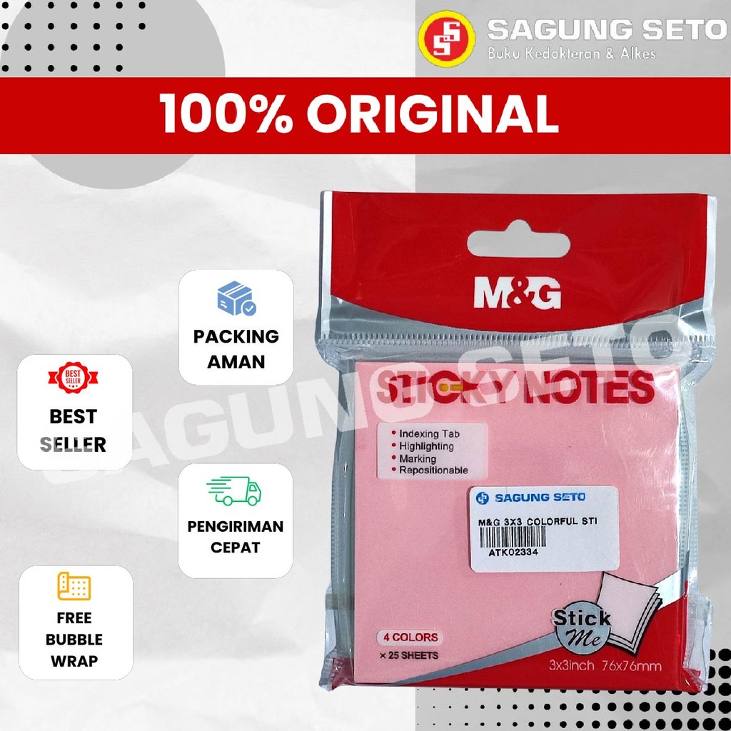 

M&G 3X3 COLORFUL STICKY NOTES 76X76MM 100SHEETS / KERTAS MEMO 100 LEMBER