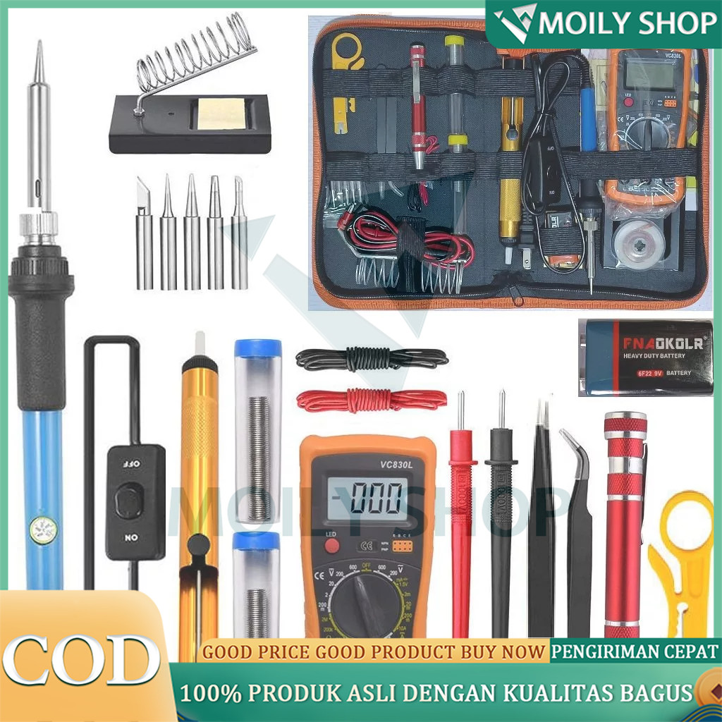 Paket Solder Listrik Lengkap Set Solder Listrik Lengkap dengan Multimeter Iron Tool Kit 220V 60W/Sol