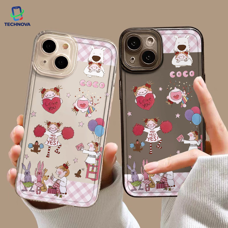 Casing IPhone Gadis Berlian Transparan Soft Case Fashion Cocok untuk iPhone 11 12 13 14 15 16 Pro Ma
