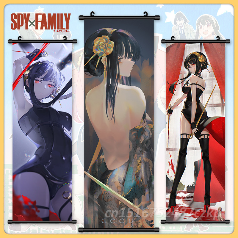

Canvas Hanging Painting Spy x Family Wall Art Damian Desmond Picture Yor Forger Scroll Print Anya Forger Poster Anime Home Decor