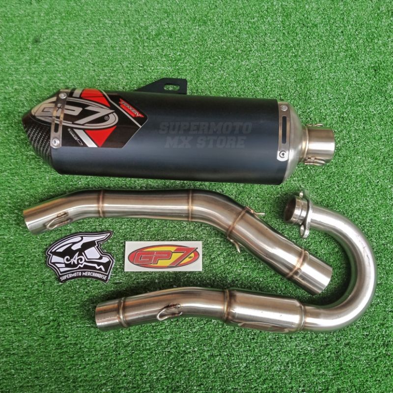 KNALPOT GP7 TEKKEN BLACK EDITION CARBON TEKKEN BLACK END CAP KLX DTRACKER CRF WR KENZIO RACING STORE