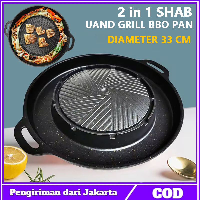 【siap】Bulgogi Pan Panci Steamboat BBQ Grill Kompor 2in1 Panggangan BBQ Korea Hotpot BBQ Kompor Grill