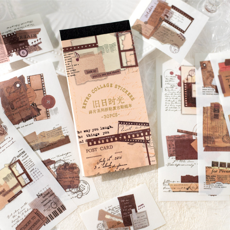 

Journal GO 30pcs Vintage Stickers for Scrapbooking Decor Sequel Sticker Book Self-adhesive Junk Collage Journal Planner Labels