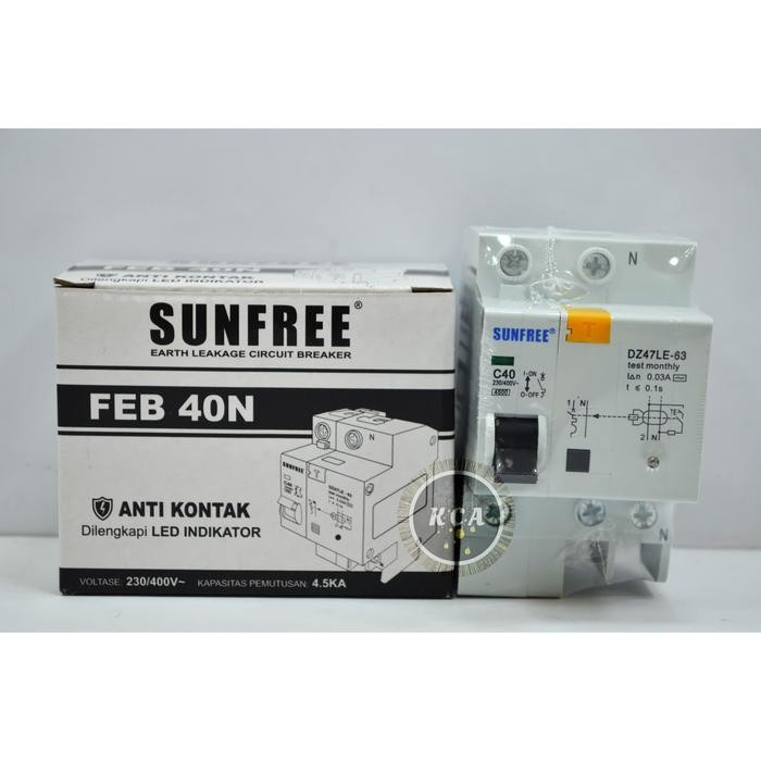 Anti Kontak / ELCB 40A ( Led Indikator ) FEB-40N Sunfree