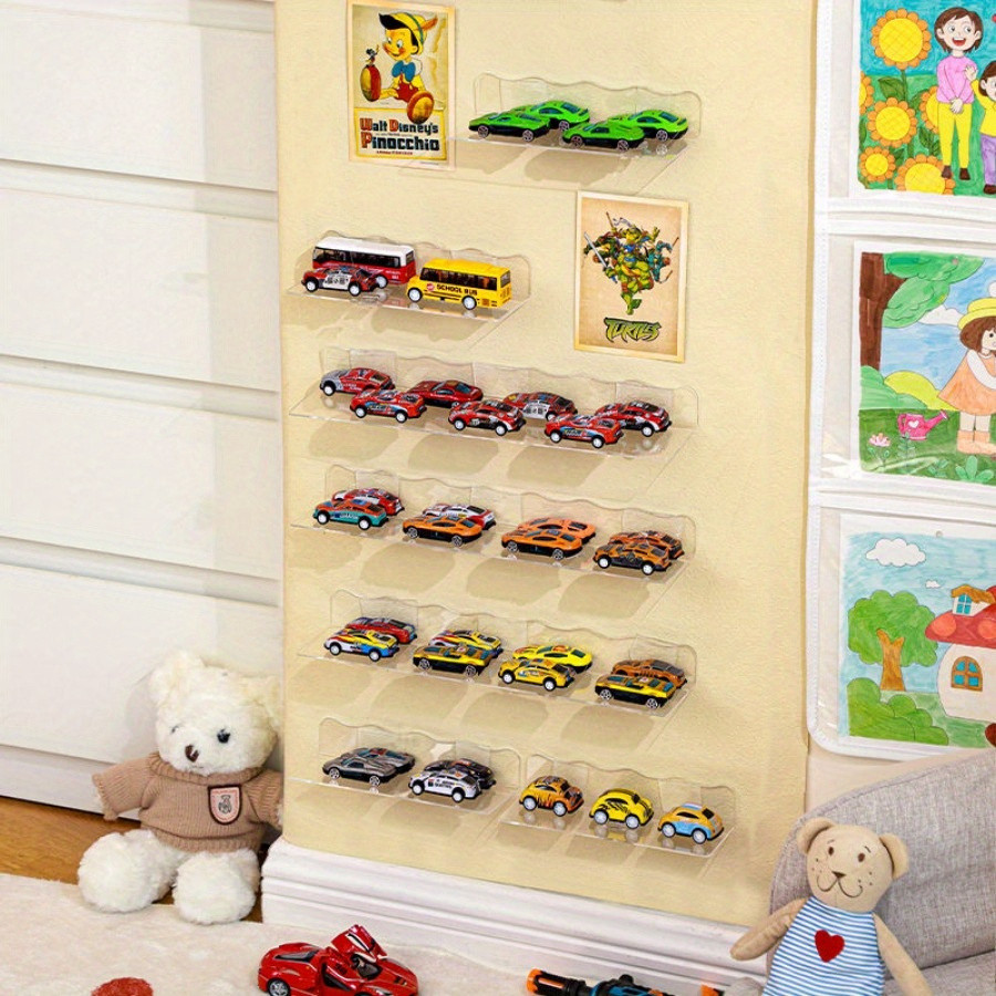 DIY Toy Car Organiser Children's Toy Display Rack Model Car Storage Rack Self-adhesive Wall-mounted 