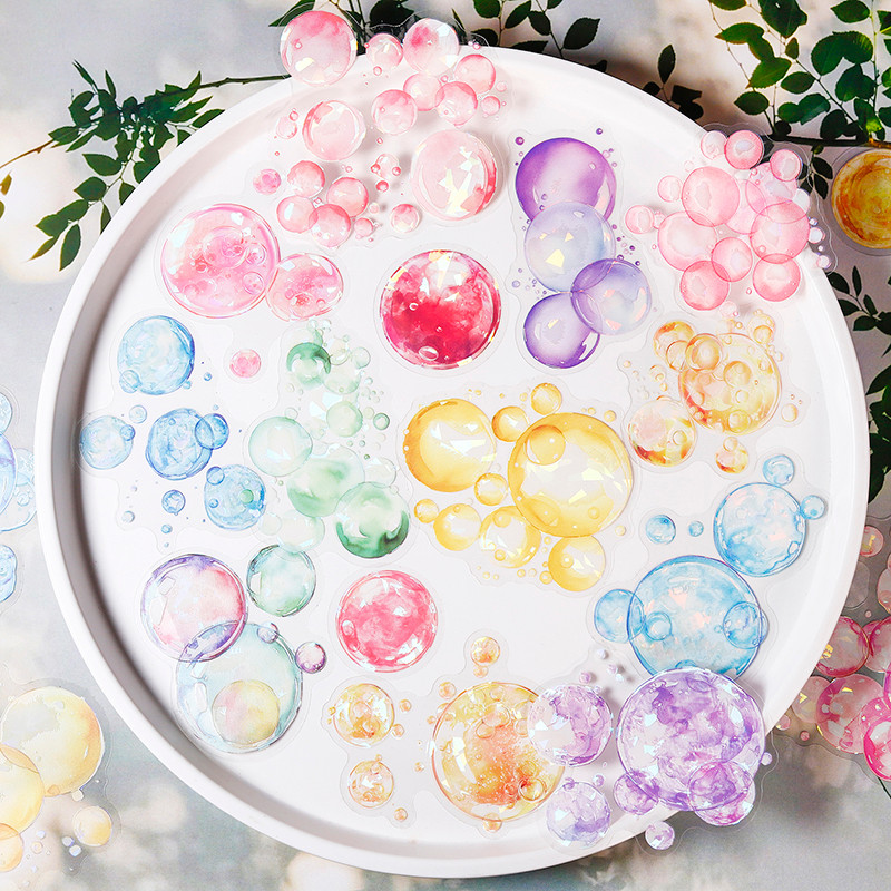 

10 pcs Kawaii Stationery Colorful Bubble Themed Sticker for Scrapbooking Supplies Journal Materials Collage Decorative Stickers