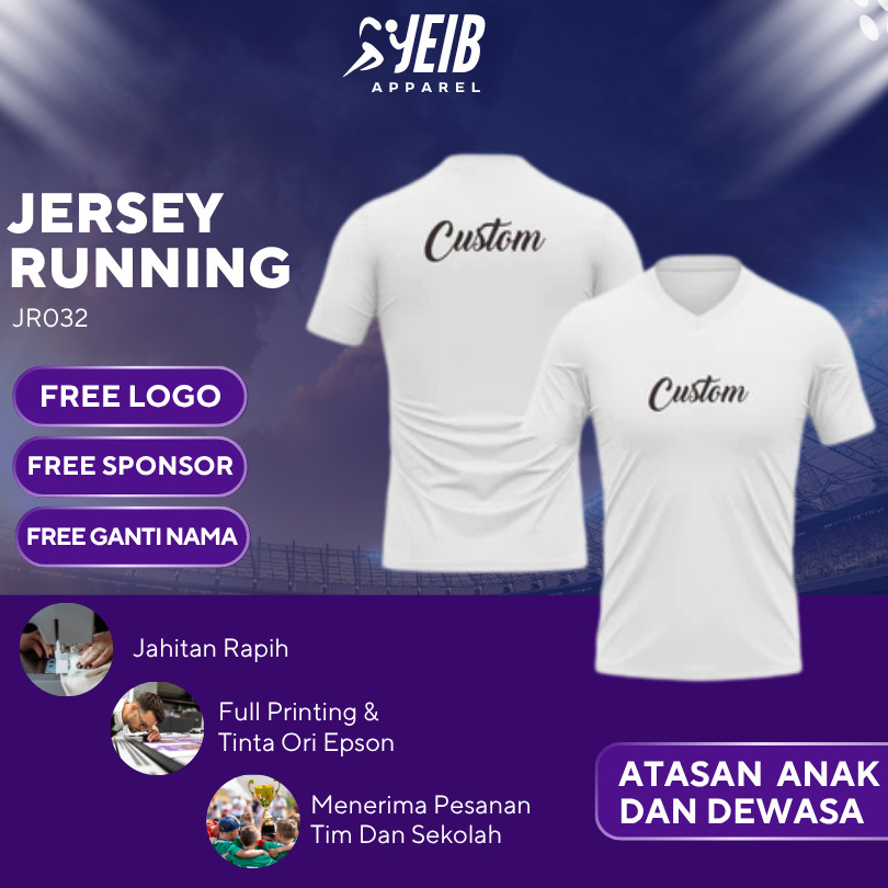 JERSEY RUNNING CUSTOM JERSEY OLAHRAGA JERSEY LARI RUNNING FULL PRINTING GRATIS NAMA, LOGO, SPONSOR