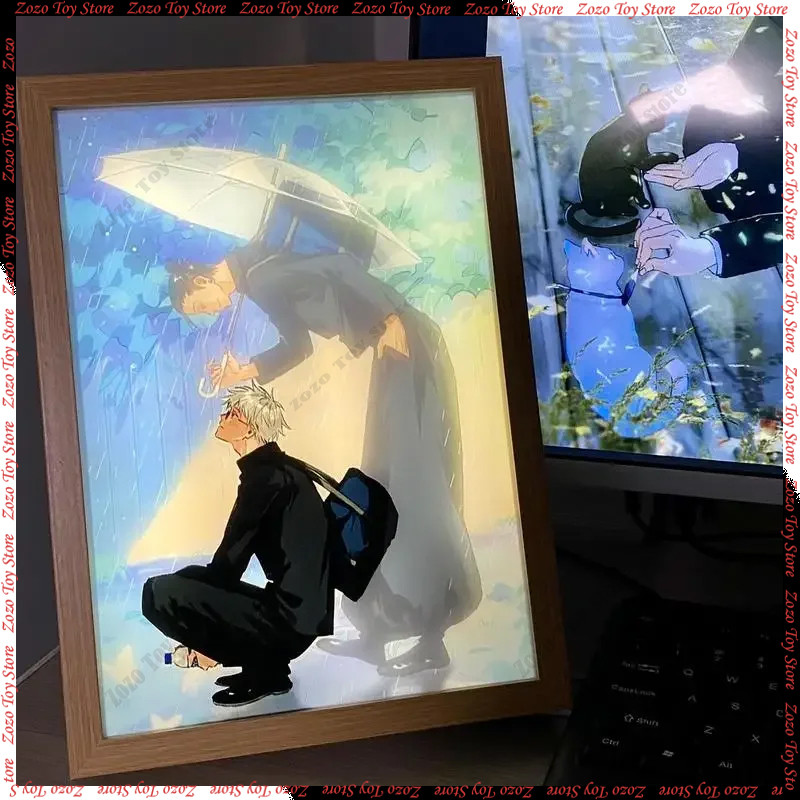 Jujutsu Kaisen Led Photo Frame Light Anime Figure Deco Frame Art Painting Design Night Lamp Cartoon 
