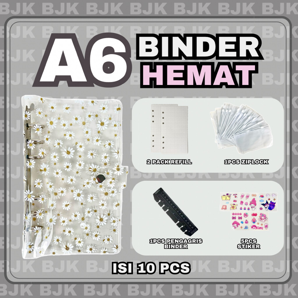 

Paket Binder Hemat Lengkap A6 - Binder Savings Paketan Murah A6 - Binder Transparan 6 Ring A6 - Binder Hemat - Catatan Sekolah - Notebook Planner [BUJOYUK]