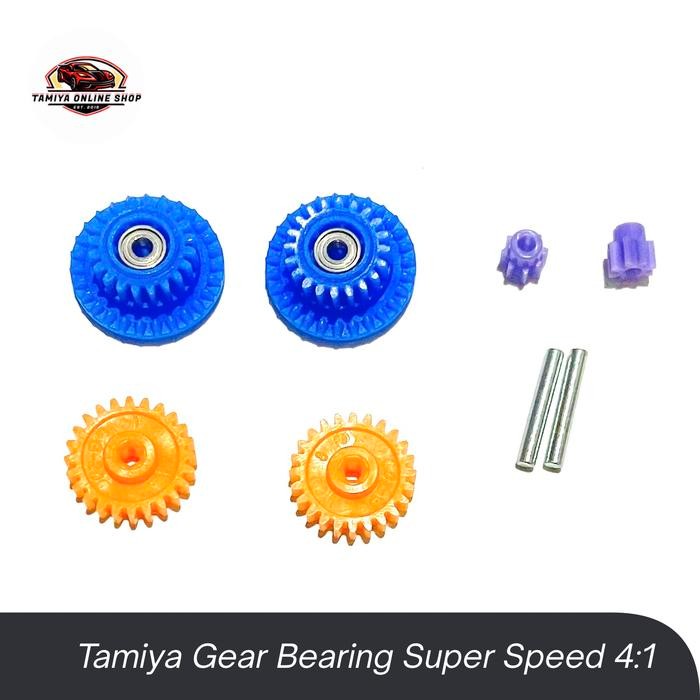 Tamiya 15355 Gear Super Speed 4:1 Bearing ORIGINAL Tamiya Gear Biru Orange Gear Double Shaft MA/MS/A