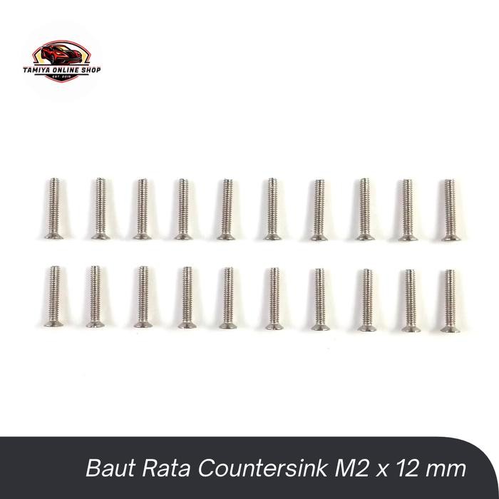 Rep Tamiya Baut Rata Countersink M2 x 12 mm Screw Baut Rata M2 x 12 mm - 20 pcs Baut Tamiya