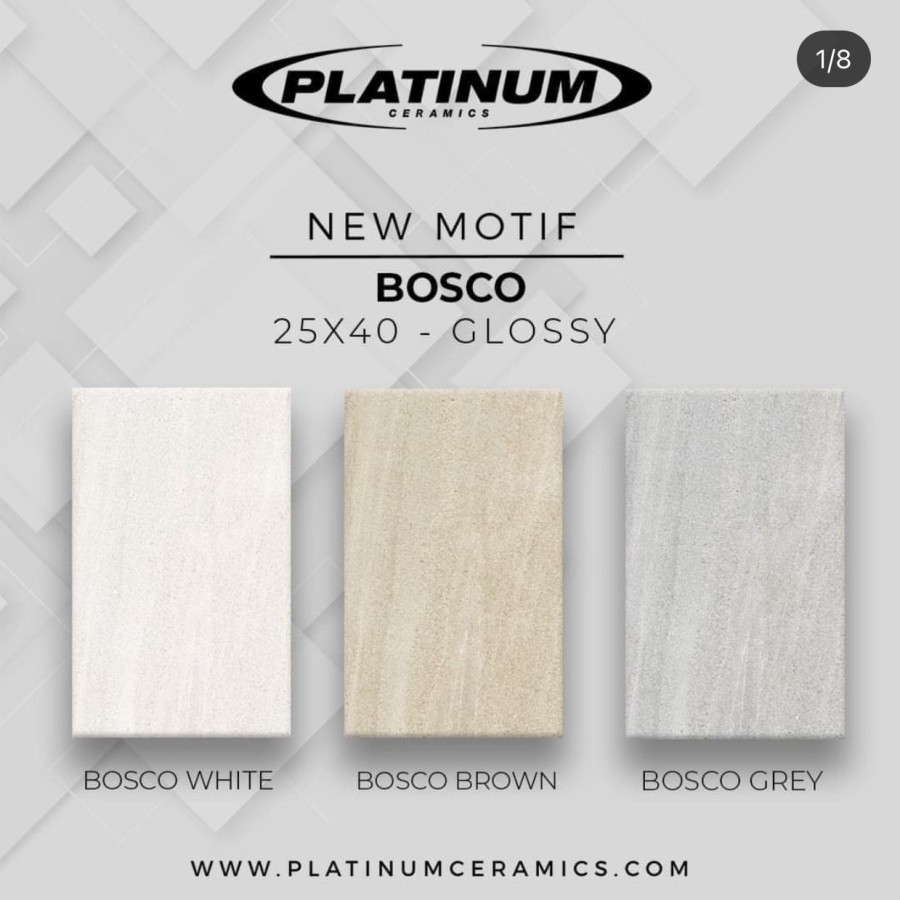 WOW KERAMIK DINDING PLATINUM 25X40 BOSCO BROWN / BOSCO WHITE / BOSCO GREY