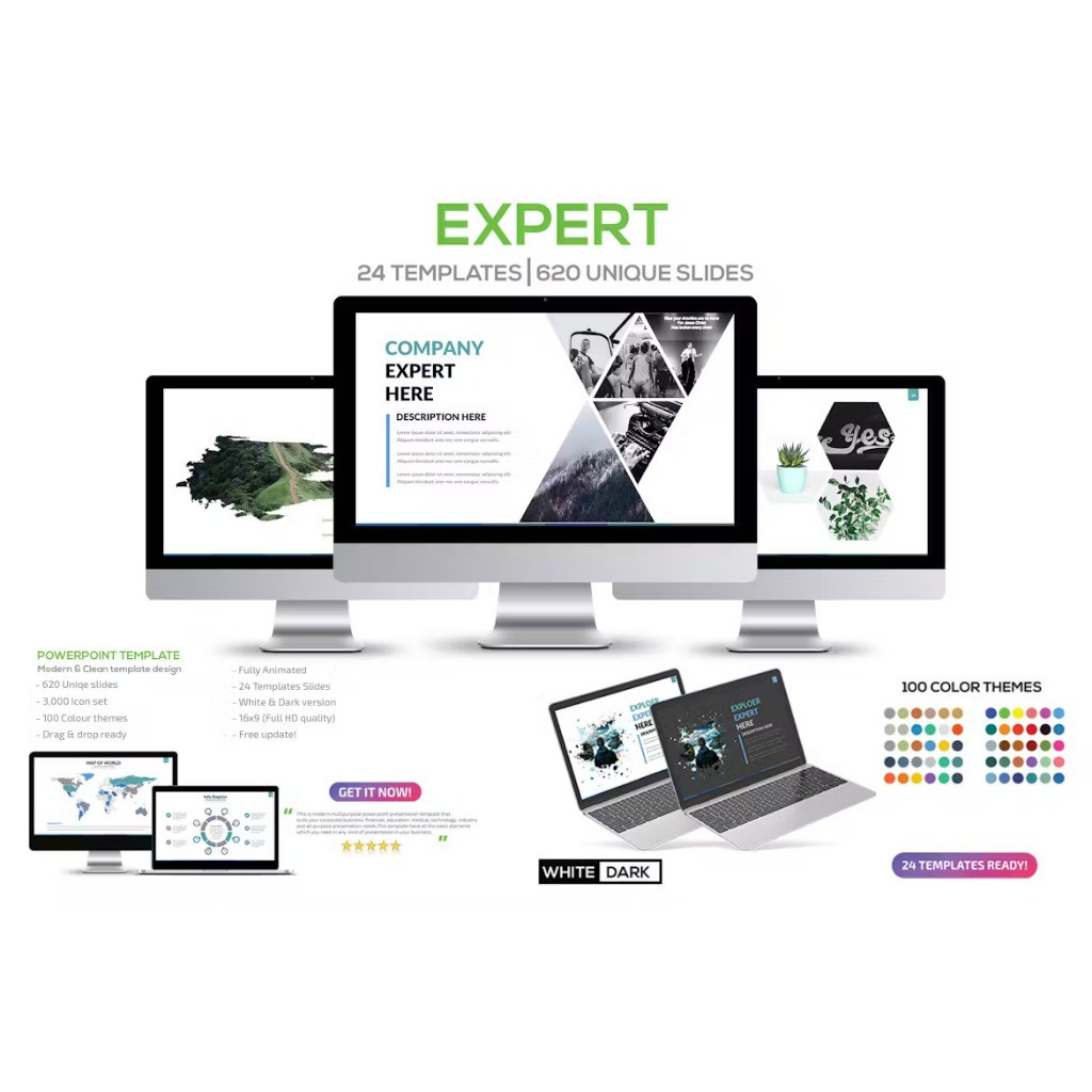 Template PowerPoint Expert Profesional Bisnis Modern Clean Animation Slide PPT [DP8660]