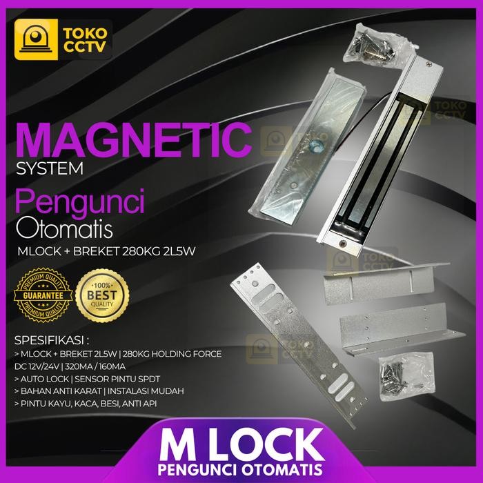 

Emlock Magnetic Lock + Bracket ZL 600lbs with Timer + Led 2 Warna 5 Kabel