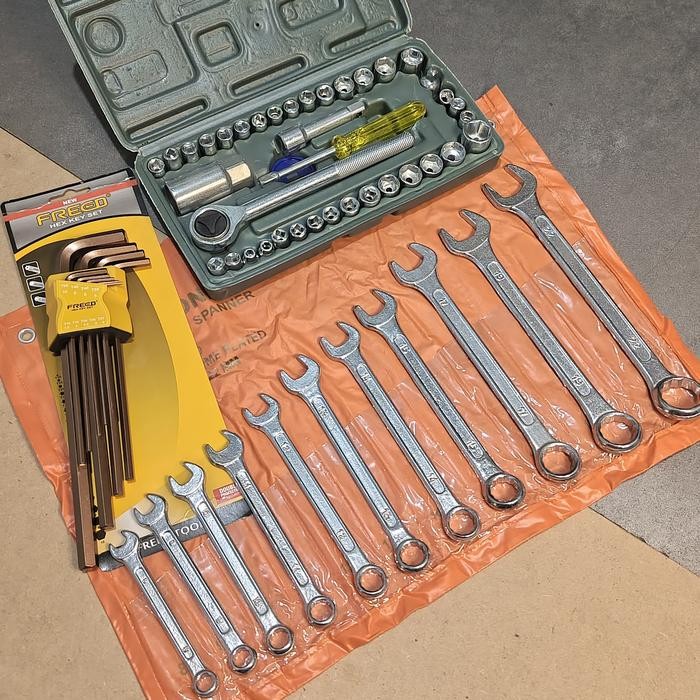 PAKET HEMAT Kunci 1 Set Lengkap Kunci Shock Set Toolkit 40Pc + Kunci Ring Pas Set + FREED Kunci L Pl