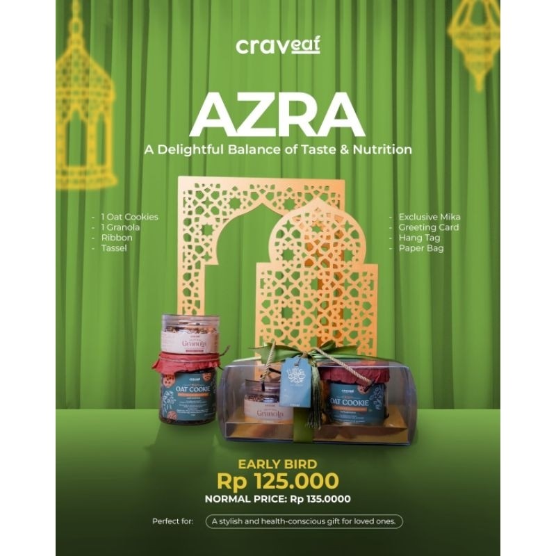 

AZRA Eid Hampers Sehat Idul Fitri Parcel Ramadhan, Kado Lebaran Unik, Oatmeal Oat Cookies No Sugar, Rendah Gula Diabetes Diet Granola Snack Sehat Lebaran, Hadiah Lebaran Minimalis, Paket Lebaran Healthy Sehat Hampers Makanan Tanpa Pengawet Vegan Glute