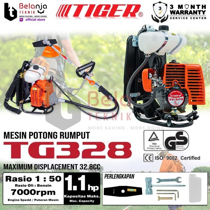 Tiger Mesin Potong Rumput Gendong TG 328 Brush Cutter 2 Tak TG328 - Tiger 328