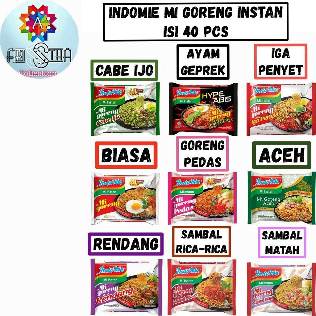 

Indomie Goreng Aneka Rasa Isi 40 Pcs 1 Dus