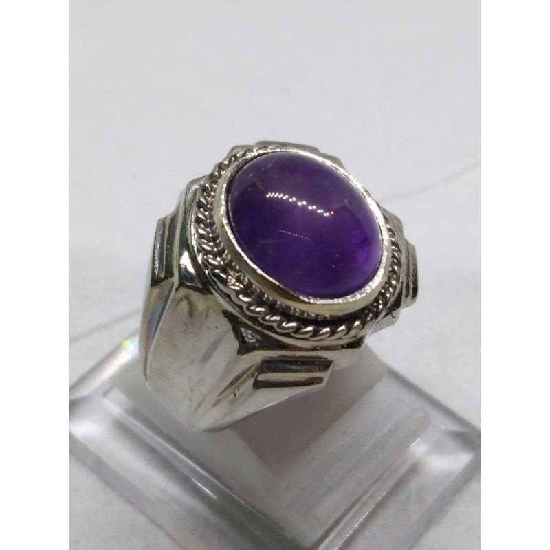 Cincin Batu kecubung ungu natural batu