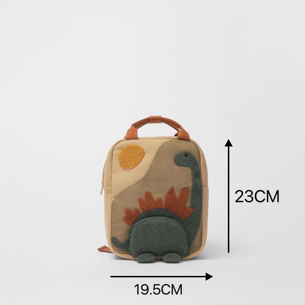 

Baby Toddler Cartoon Dinosaur Backpacks With Zipper Soft Color Matching Canvas Skin Two-shoulder Bags Small Children Schoolbag