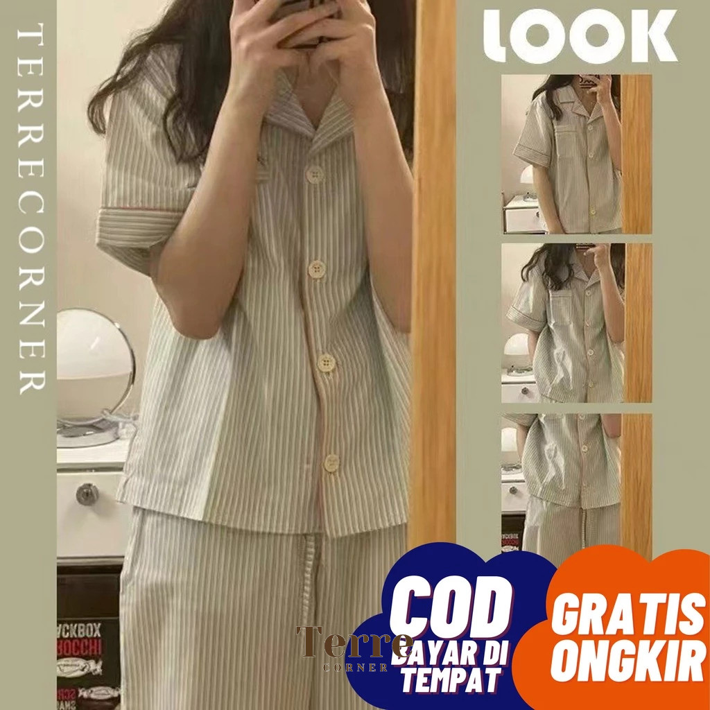 kj77w PIYAMA KOREA BAJU TIDUR KOREA AESTHETIC BAJU TIDUR LENGAN PENDEK WANITA PIYAMA KOREA JUL MU SL