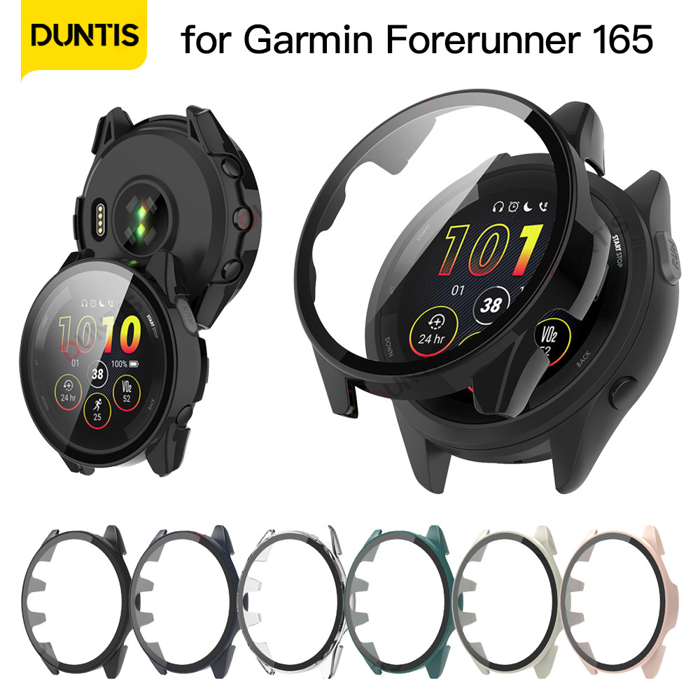 

2-IN-1 Protective Case With Tempered Glass for Garmin Forerunner 165 Anti-scratch Screen Protector Cover Case for Garmin 165