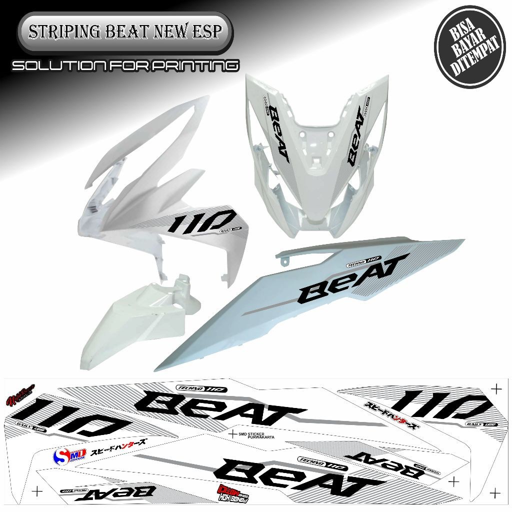 Striping Sticker Variasi Beat Esp Motif Racing Keren Simple Murah