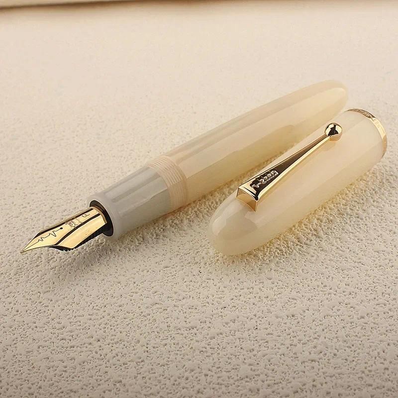 

Heartbeat Nib! Jinhao 9019 Fountain Pen #8 /F/M Nib, Ivory Big Size Resin Office Writing Pen with Large Converter