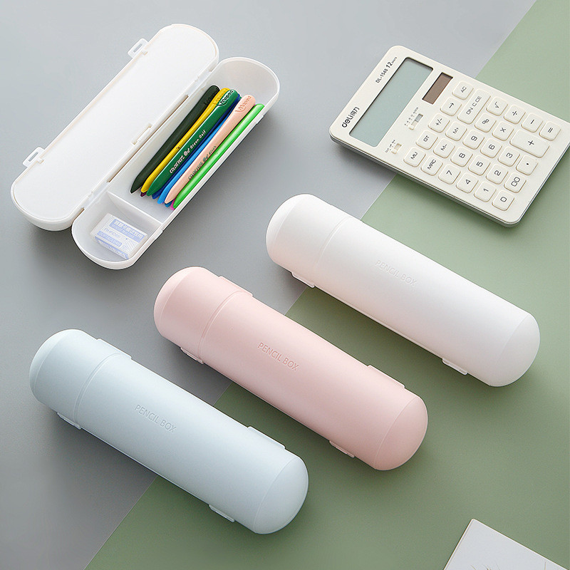 

Student pencil case stationery box round double layer pencil case school supplies creative school supplies stationery