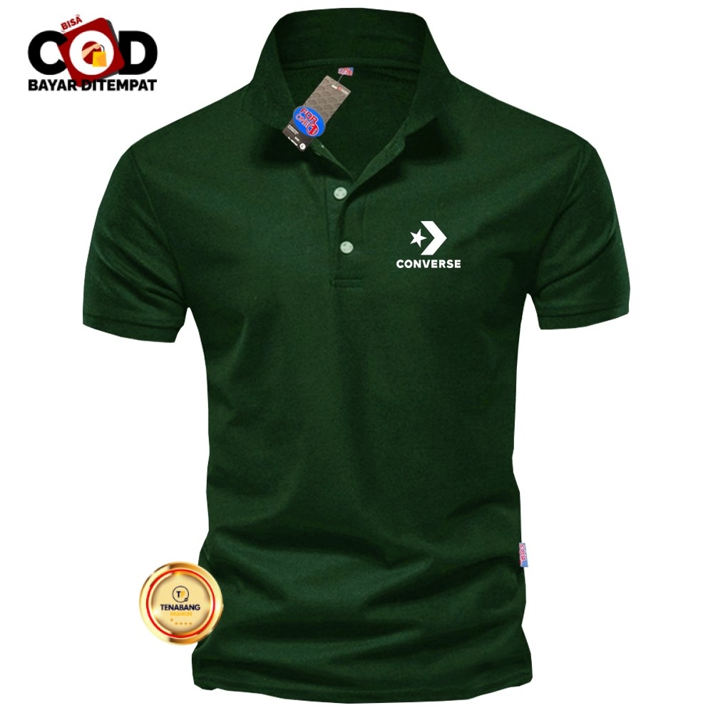 Baju Polo Shirt Pria Convez Motif Putih - Polo Kerah Dewasa - Polo Pria Terbaru - Tenabang Fashion