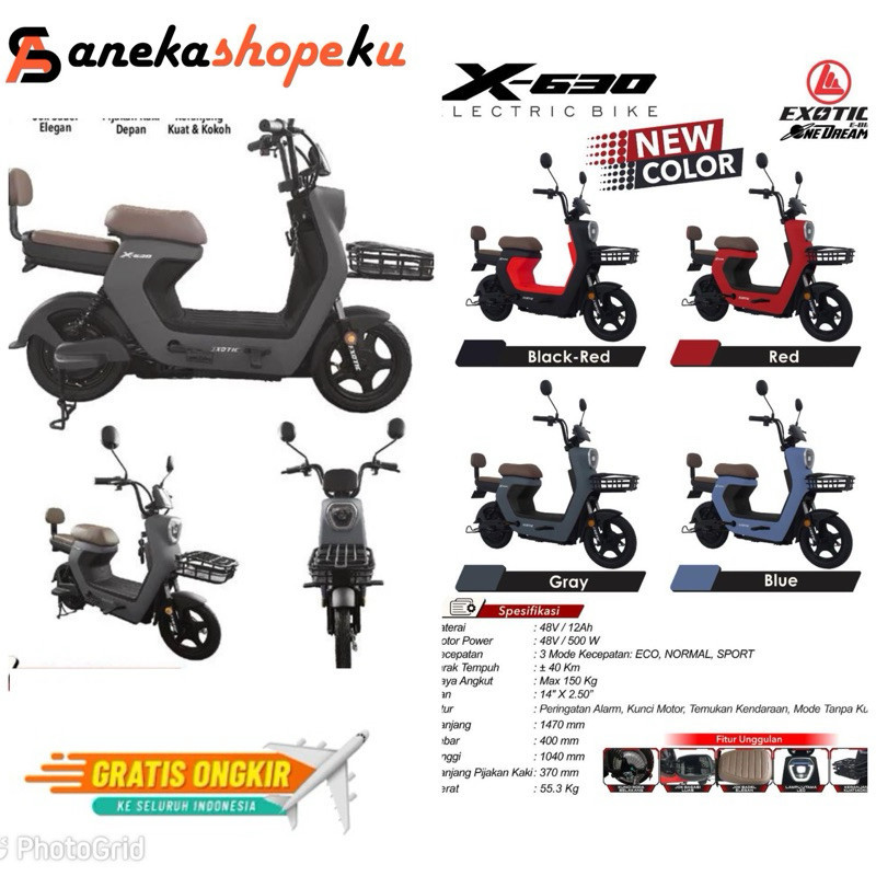 Sepeda Listrik Exotic X630/ Exotic / Exotic Garansi RESMI