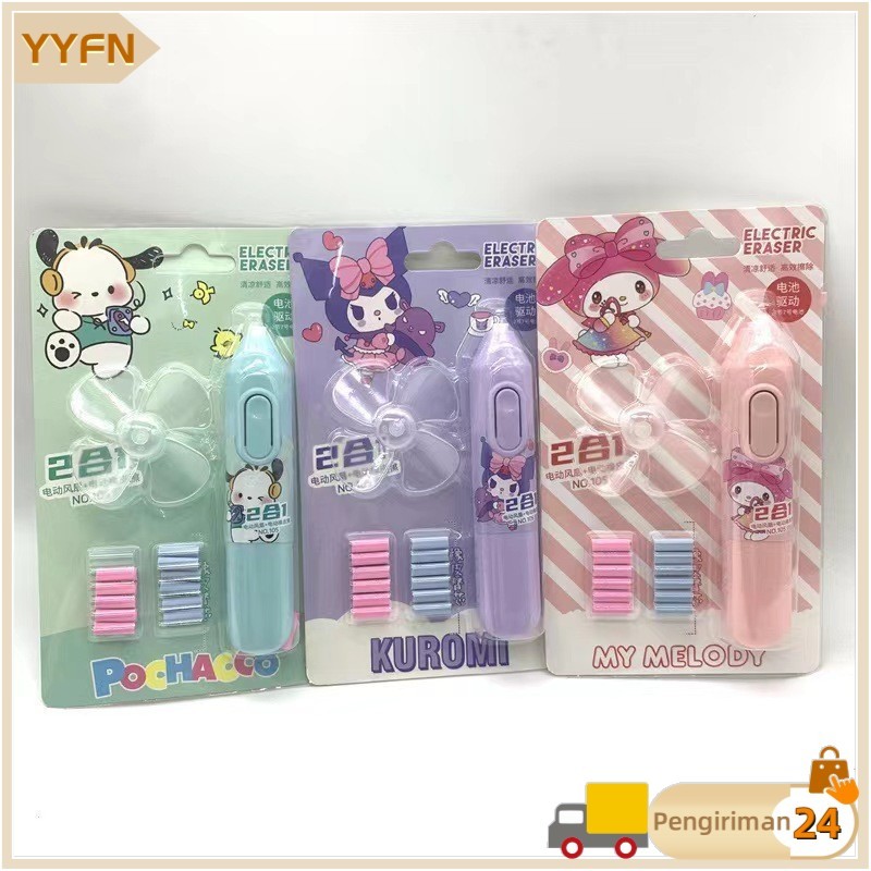 

COD Sanrio Electric Eraser + Fan Penghapus Elektrik Melody Kuromi Pochacco