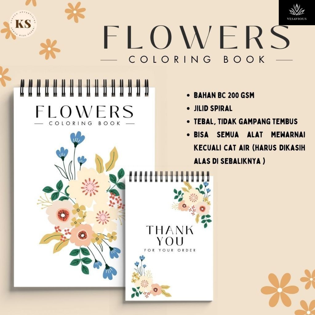 

Flowers Coloring Book Cozy Book Adult Buku Mewarnai Remaja Dewasa Spiral Kertas Tebal Tema Bunga