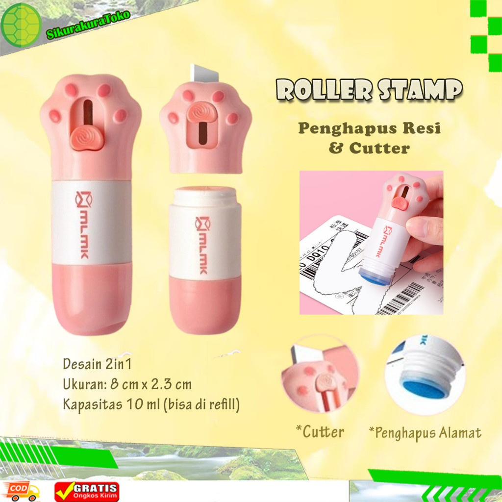 

(SKR) Penghapus Alamat Resi Thermal Paket dan Cutter Mini 2In1 Cairan koreksi package stamp Information Remover Receipt