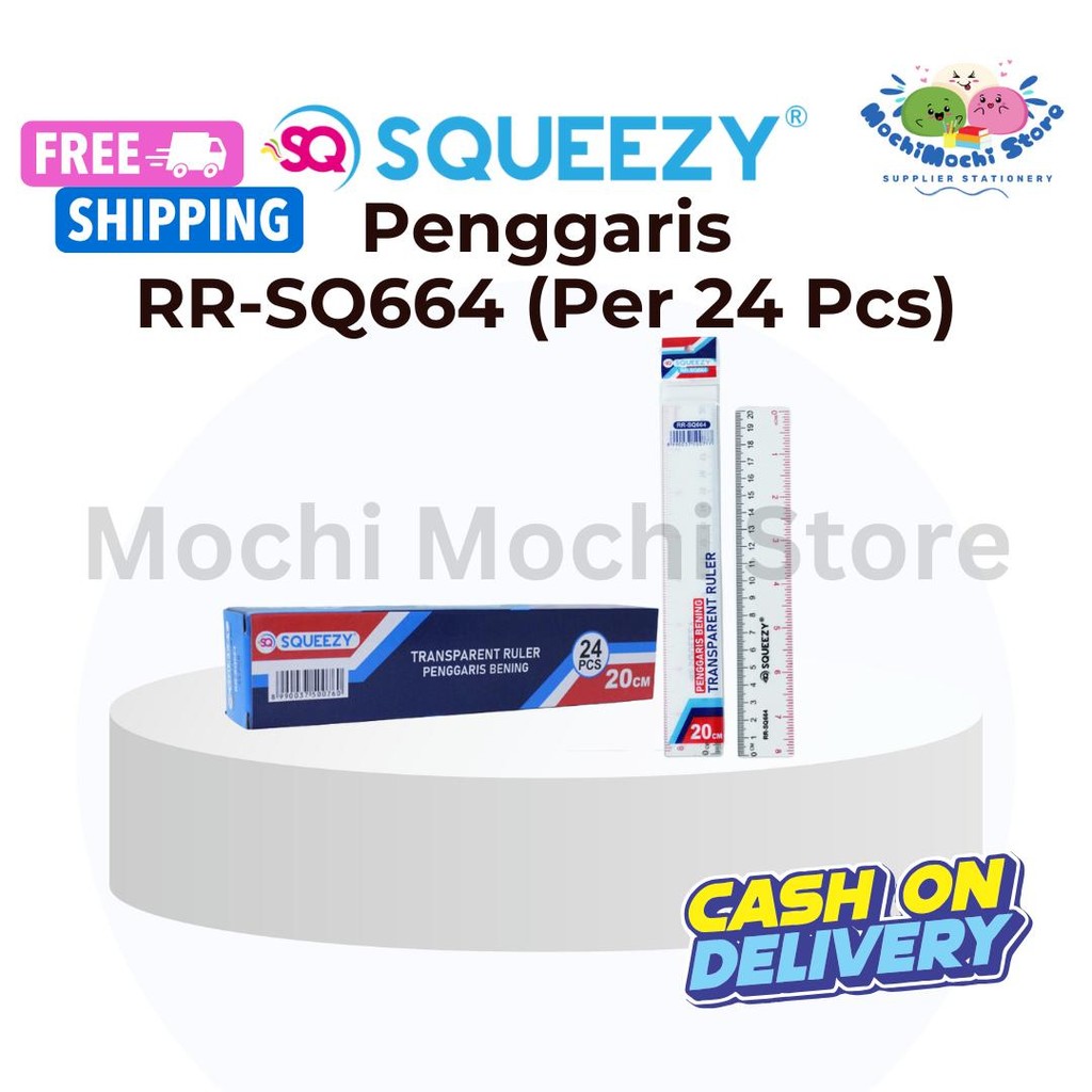 

PER KOTAK/24PCS Penggaris Plastik Transparan RR-SQ664 | Penggaris Plastik Bening 20cm | Ruler 20 Cm