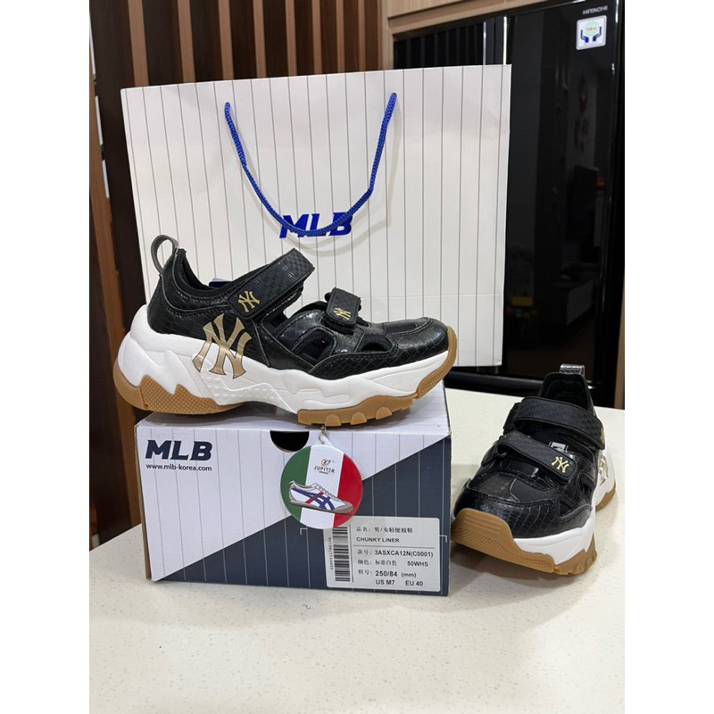 Sepatu MLB BigBall Chunky Mask Lux New Black Gold