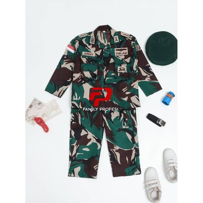 GT65R Baju Tentara Anak Laki Laki Perempuan Tni AD Seragam Sekolah Tk Usia 3 Sampai 7 Tahun