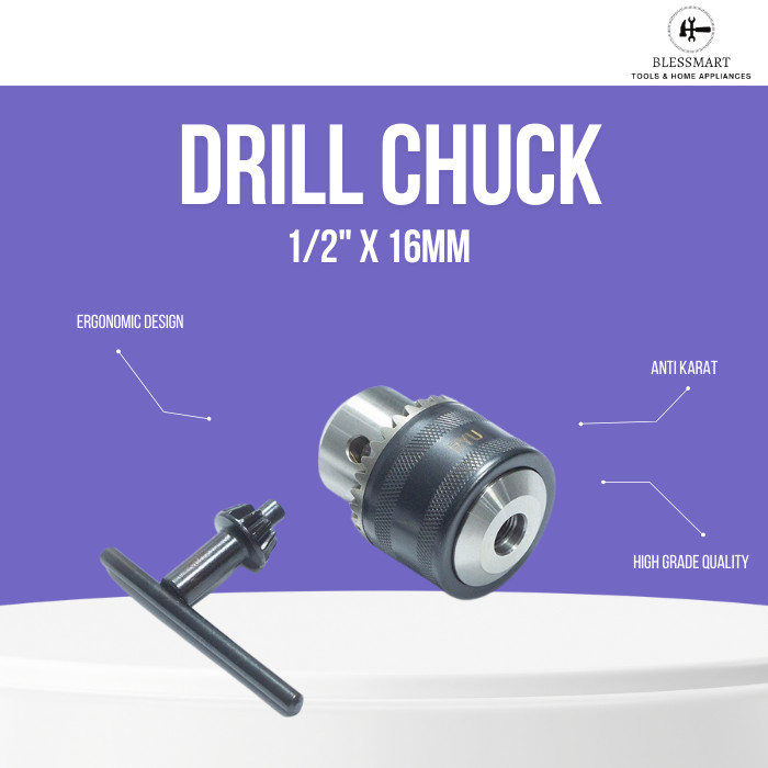 RYU KEPALA BOR 16 MM 1/2" 20 UNF UKURAN 3 - 16 MM DRILL CHUCK 16 MM