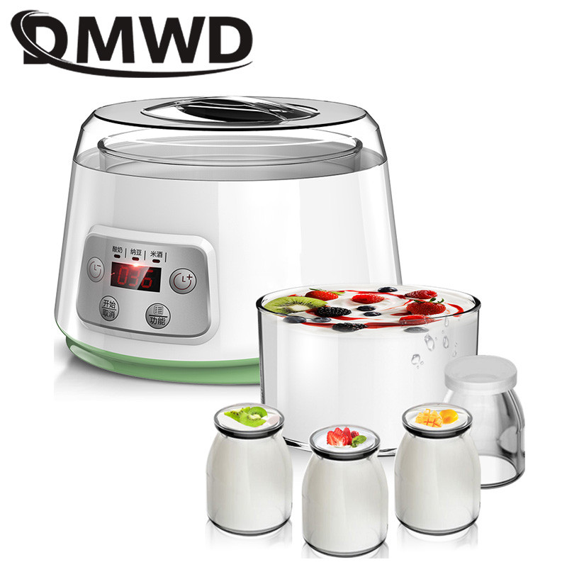 DMWD Electric Yogurt Maker With 4 Cups Automatic Yoghurt Rice Wine Machine Buttermilk Sour Cream Nat