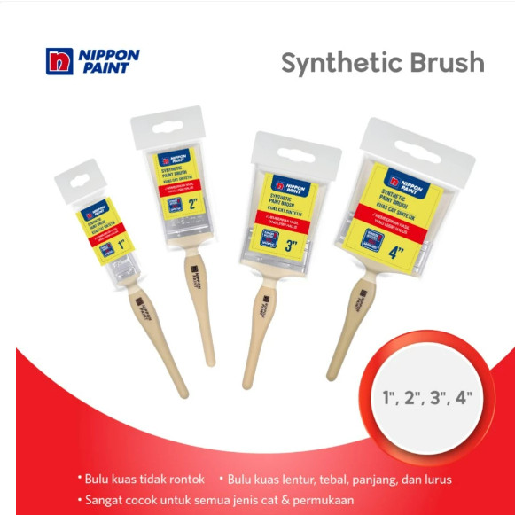 

KUAS SINTETIK CAT TEMBOK KAYU BESI Nippon Synthetic Paint Brush - For Interior & Exterior PILIH UKURAN