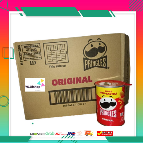 

1 Dus Isi 12 Pcs X 42 Gr POTATO KENTANG PRINGLES Original Food Snacks Original Chips Keripik Camilan