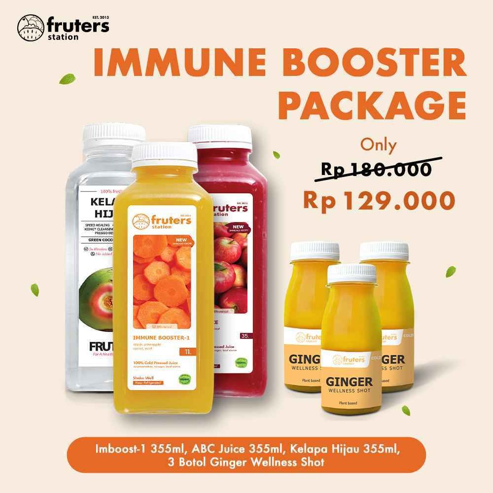 

IMMUNE BOOSTER PACKAGE (1 Kelapa Hijau + 2 Coldpessed Juice + 3 Ginger Wellnessshot) Fruters Station