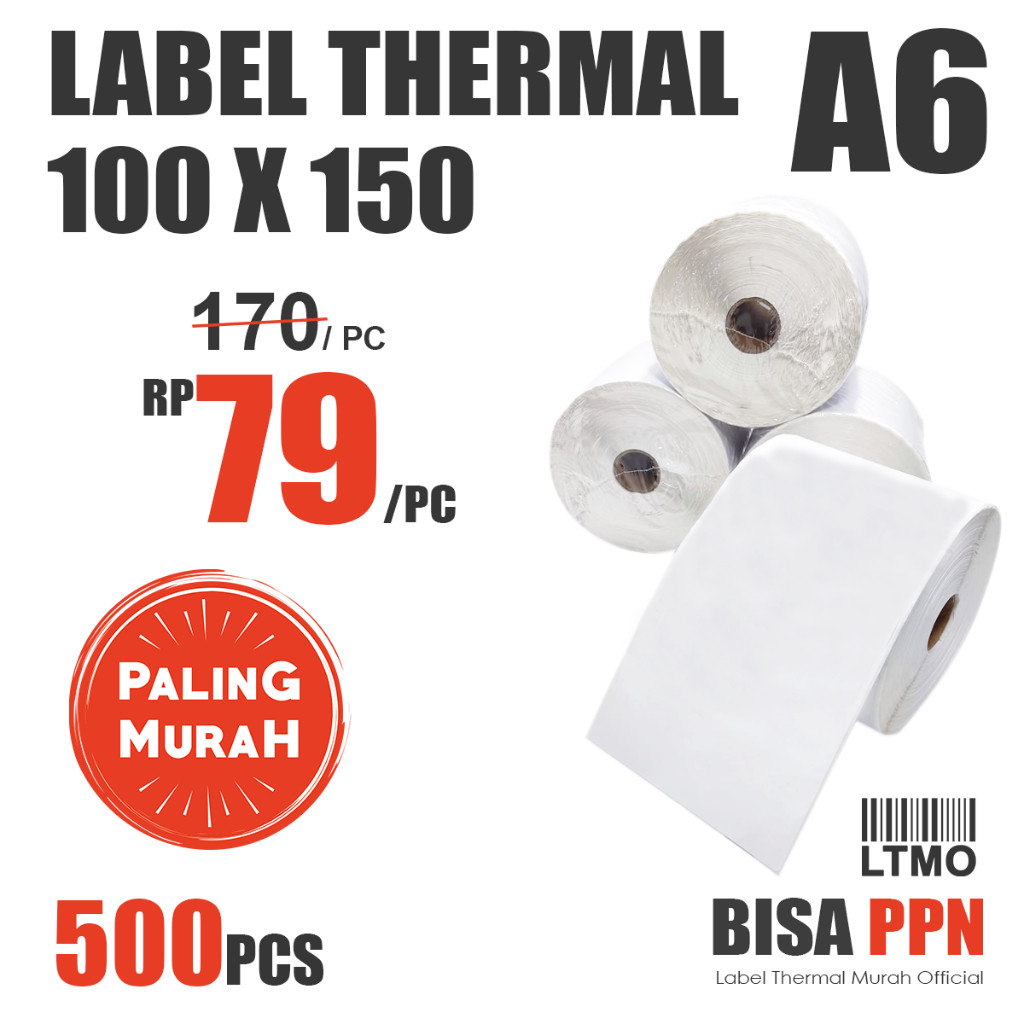 

PROMO HARI INI Label Barcode MURAH 100 x 150 A6 kertas stiker thermal 500 pcs