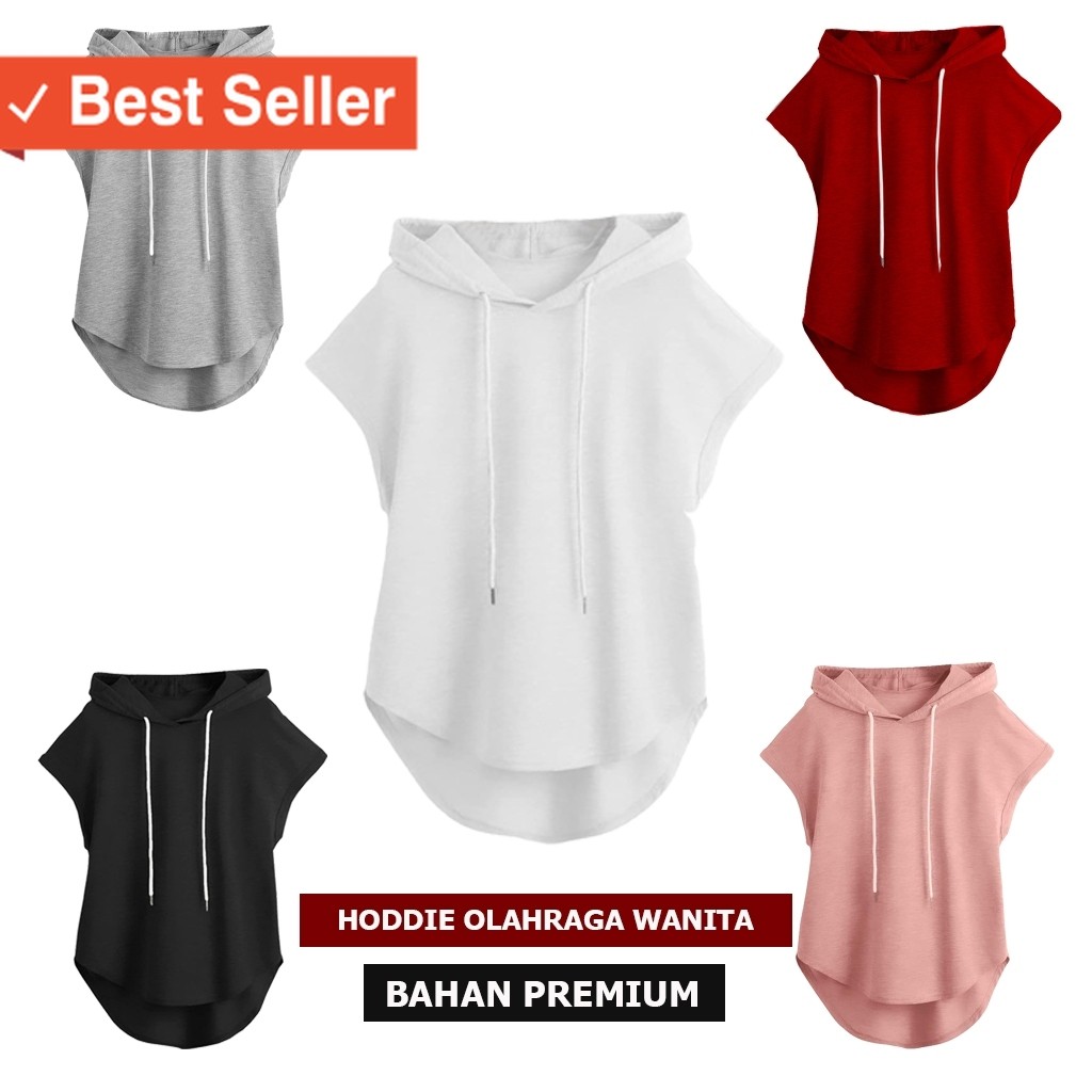 Fashion Olahraga Cewek Wanita Muslim Kekinian / Hoddie Atasan Olahraga Wanita Tanpa Lengan I Atasan 