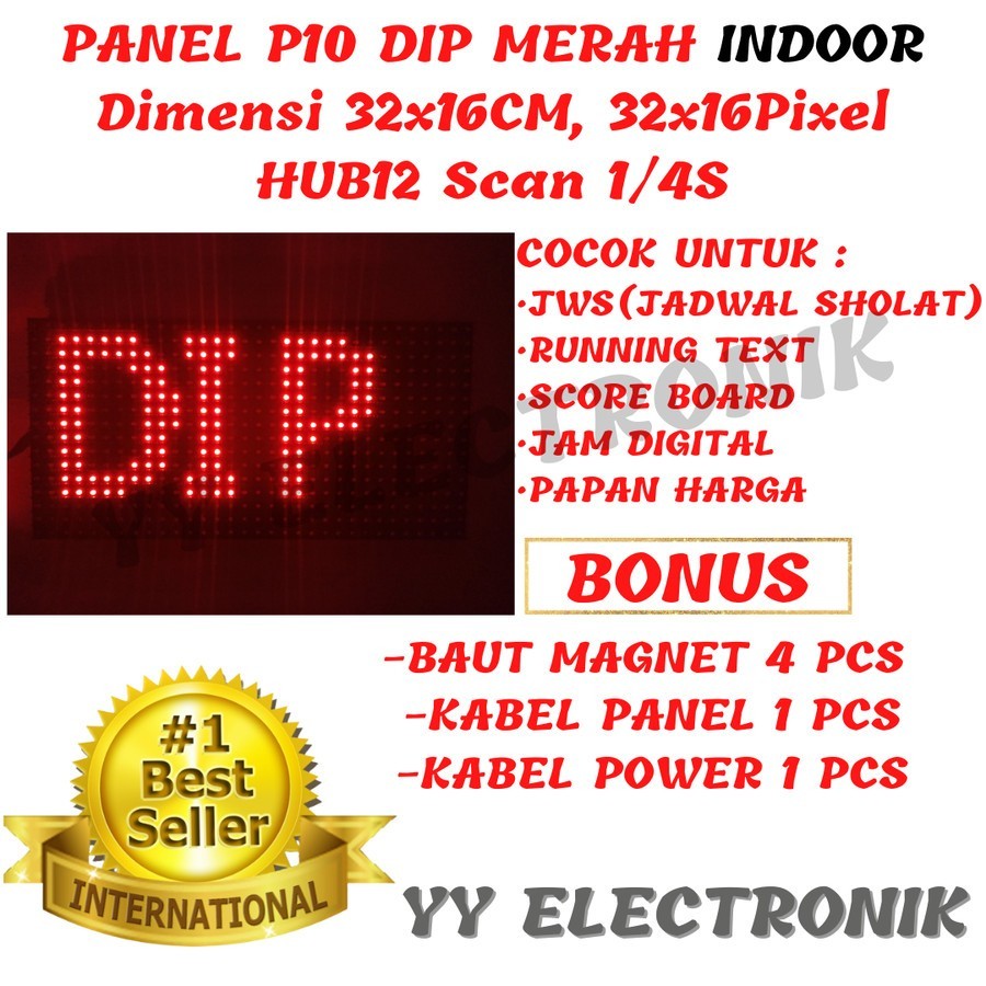 Panel Module Modul LED P10 Running Text DIP Merah Red Indoor