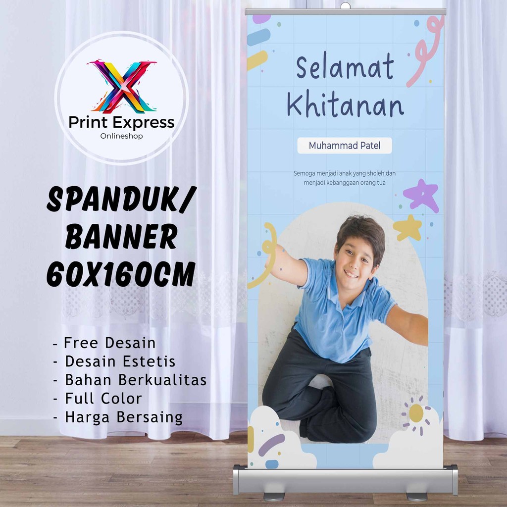 Cetak Spanduk Ucapan Selamat Khitanan 60x160 Cm Bisa Rekues Free