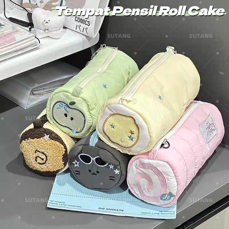 

【SUTANG】Kotak Pencil Lucu Korea Roll Cake Serbaguna Bahan Lembut / Kotak Pensil Apel Hijau / Tas Alat Tulis Roll Cake Kucing Lucu Tas Penyimpanan Aesthetic