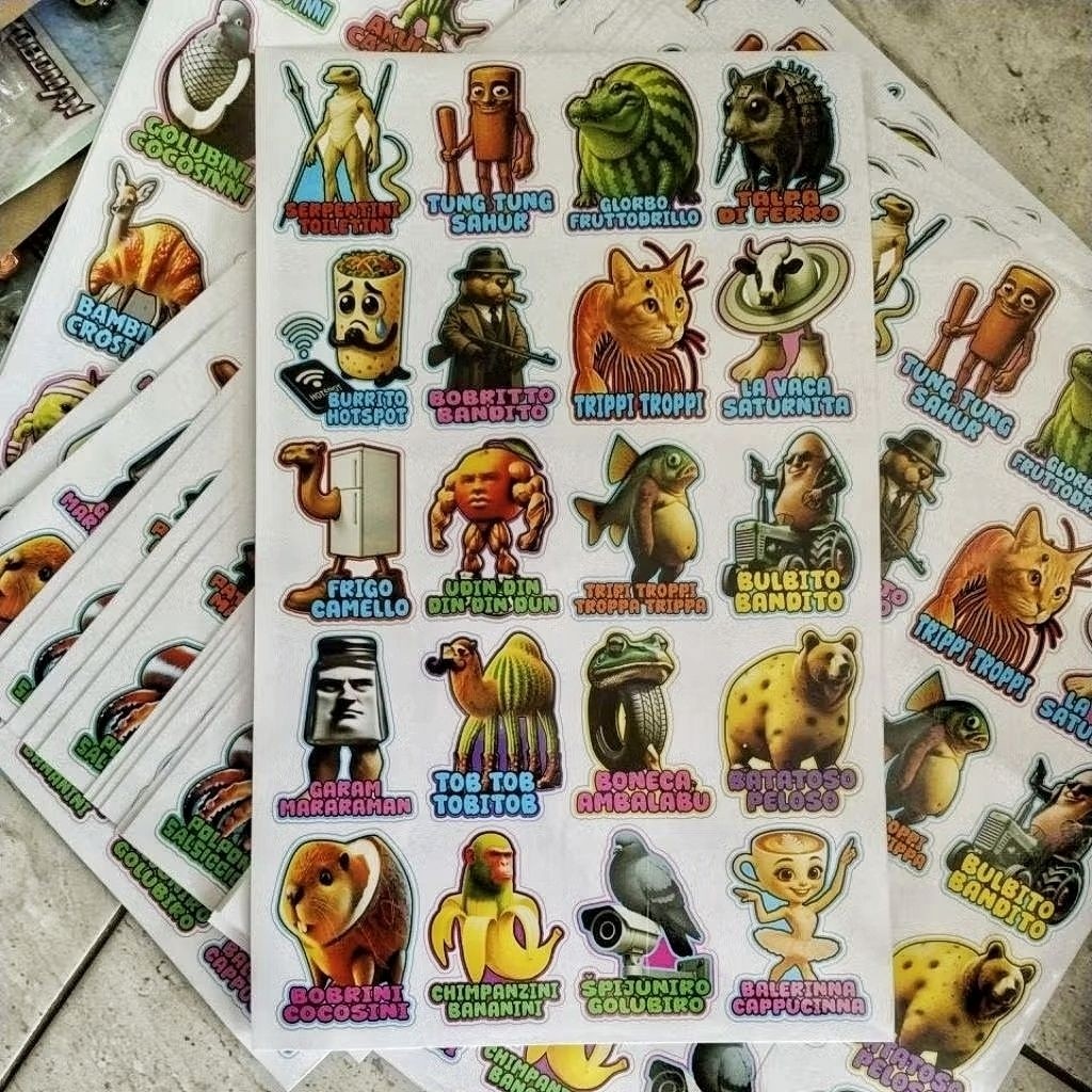 

[ ALSYAH STORE ] 1 LEMBAR STIKER ANOMALI BRAINROT BESAR UK A4