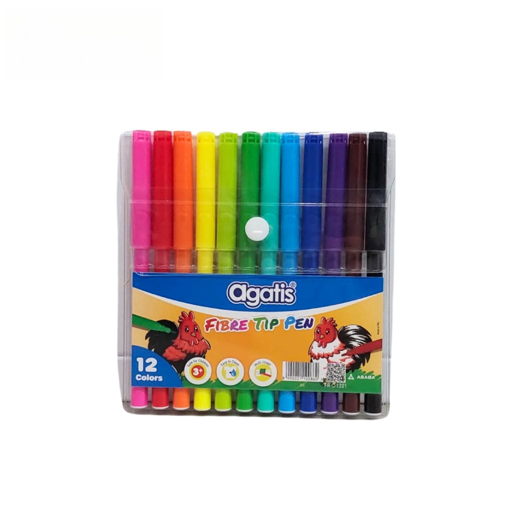 

(1 SET) Agatis Fibre Tip Pen / Spidol Warna Kecil 12 Warna C-1201