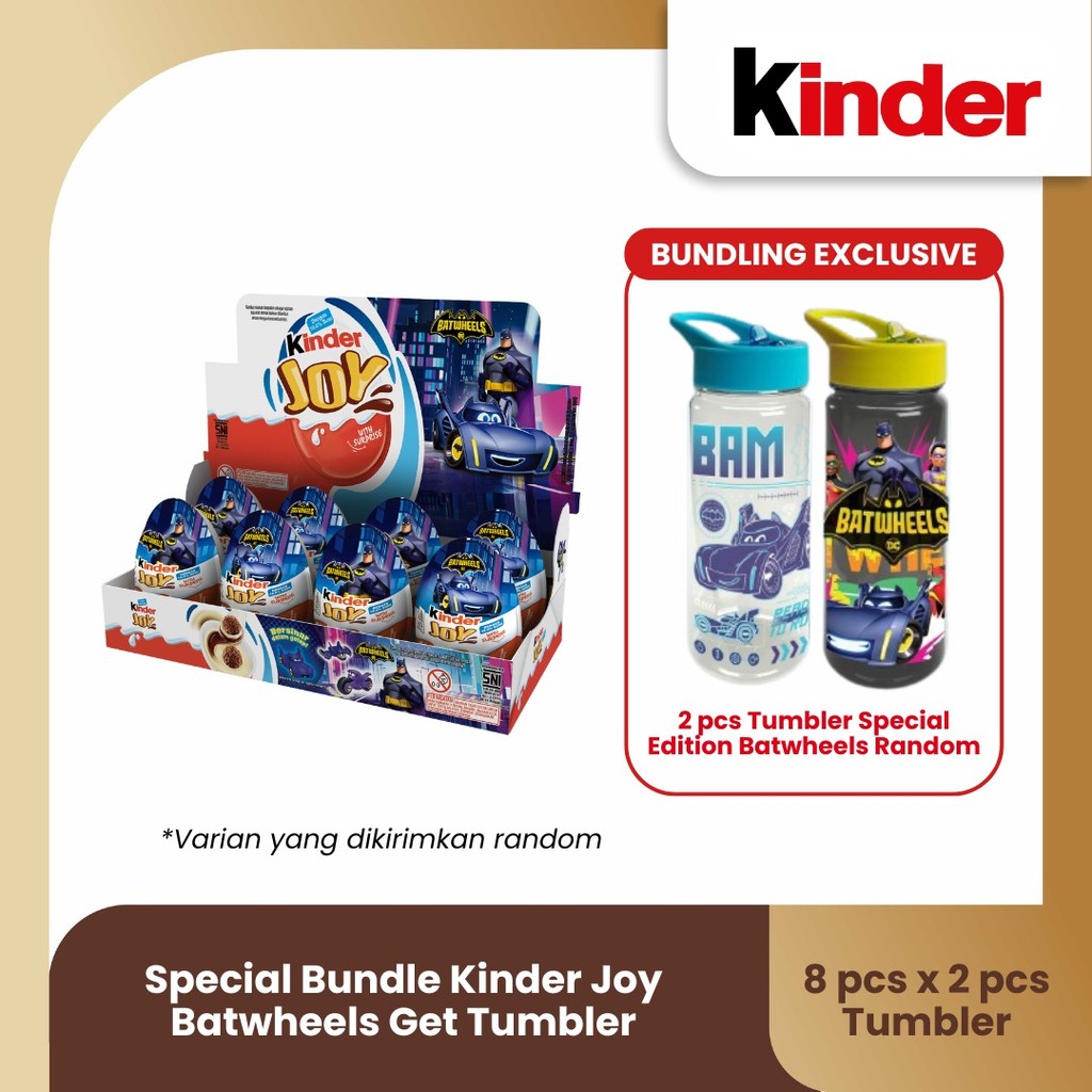 

Special Bundle Kinder Joy Batwheels 20gr - Isi 8 Pcs Get Tumbler Special Edition